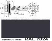 шуруп саморез сверлоконечный EPDM 4,8х 19/3 RAL 7024 темно-серый (упак. 250 шт)