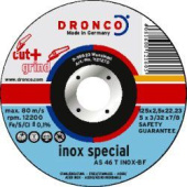 круг отрезной-шлифовальный по нержавейке DRONCO 180x3,5x22,2 AS30T special inox Cut+Grind