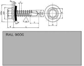 шуруп саморез сверлоконечный EPDM 4,8х 19/3 RAL 9006 серебряный (упак. 250 шт)