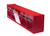 ящик лоток откидной Стелла-103 (600x135x164h) 5 ячеек/красный/прозрачный