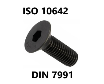 10.9 винт потай головка имбус М10х 25 DIN 7991 (ISO 10642) черный